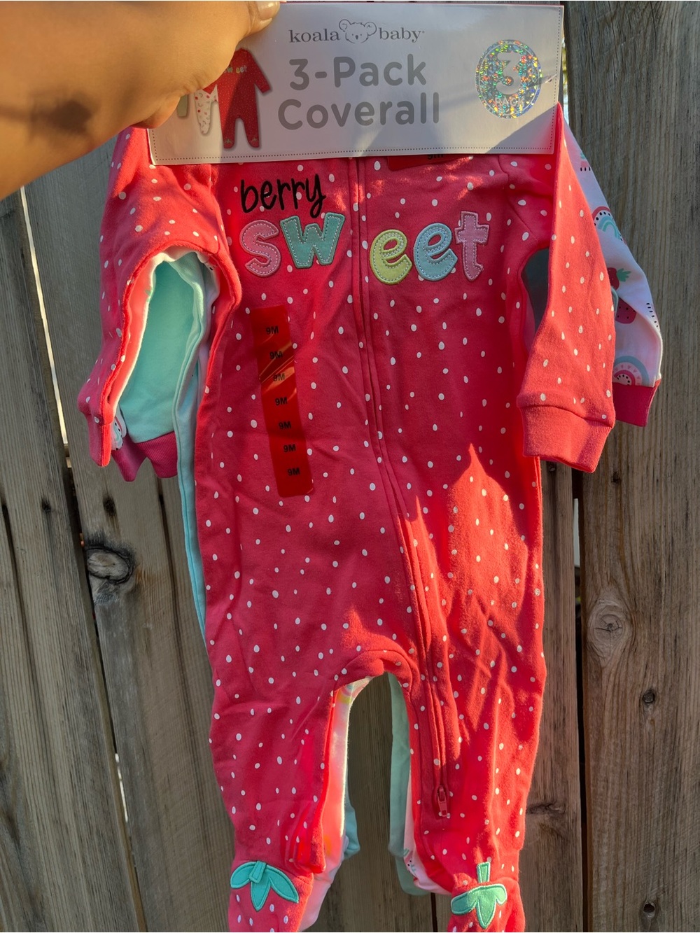 Koala Kids Coral Pink Polka-Dot 'Berry Sweet' Footed Coverall